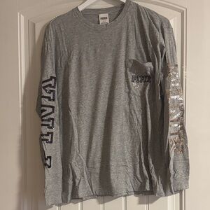 PINK Victoria's Secret Gray Sequin Long Sleeve